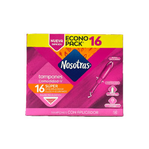 TAMPONES NOSOTRAS CON APLICADOR SUPER CAJA X 16 UNDS